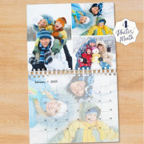 2025 Simple Custom Photo Collage 4 Per Month Calendar