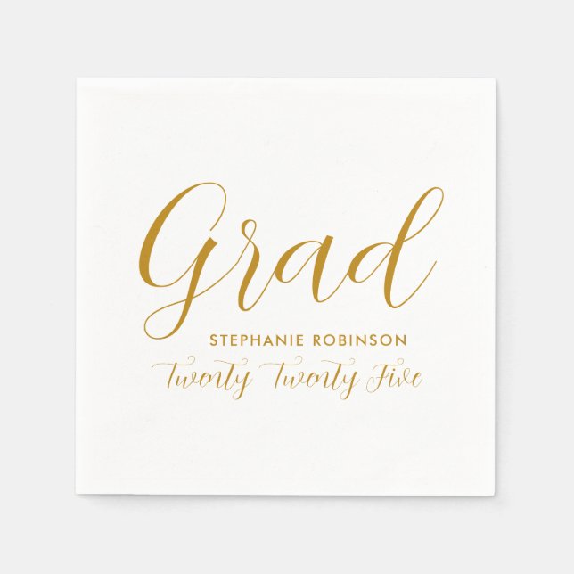 2025 Simple Gold Script Graduation Napkins (Front)