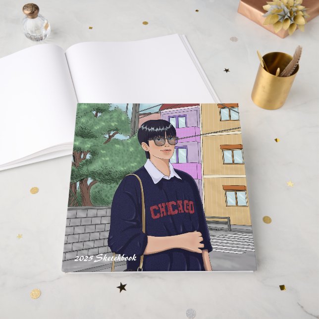 2025 Sketchbook for Artists – Customizable  Foil Guest Book (Front Open)