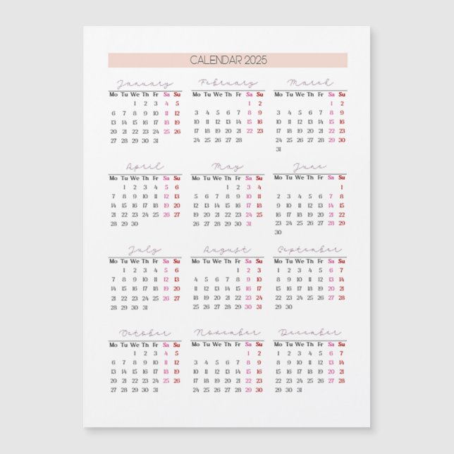 2025 Soft Blush Grid with Weekend Highlights (Front)