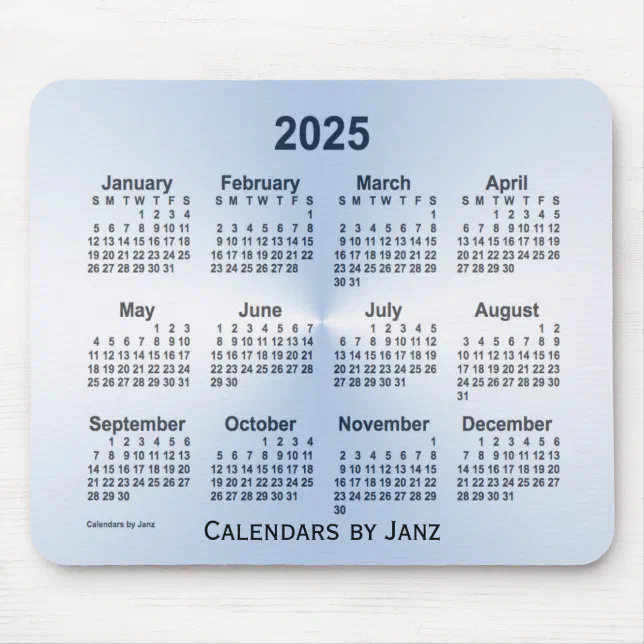 2025 Steel Blue Calendar by Janz Mouse Pad Zazzle