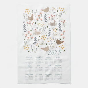 2025 Tea Towel Calendar Chicken Lover Famyard 
