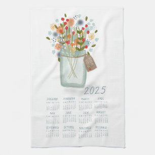 2025 Tea Towel Calendar Flower Jar Kathrin Legg