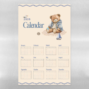 2025 Teddy Bear Calendar Magnetic Dry Erase Sheet