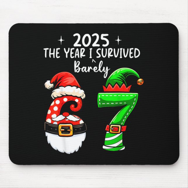 2025 The Year I Survived 67 Funny Meme Six Seven C Mouse Pad (Front)