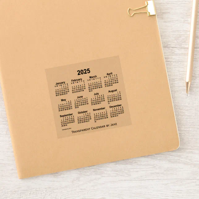 2025 Transparent Calendar by Janz Sticker Zazzle