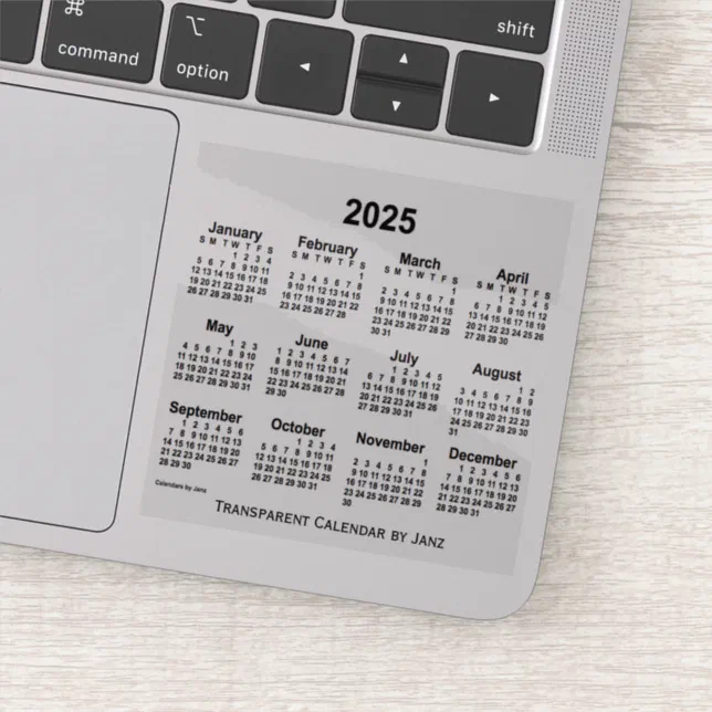 2025 Transparent Calendar by Janz Sticker Zazzle