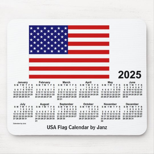 2025 USA Flag Calendar by Janz Mouse Pad