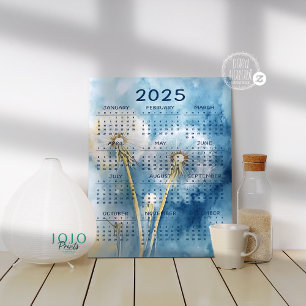2025 Vintage Dandelion Background Metal Print