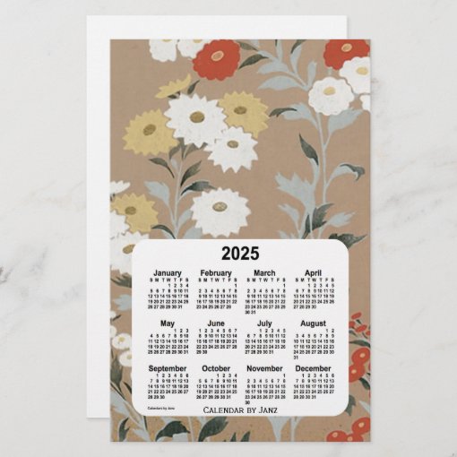 2025 Wall Flower Paper Calendar by Janz Zazzle