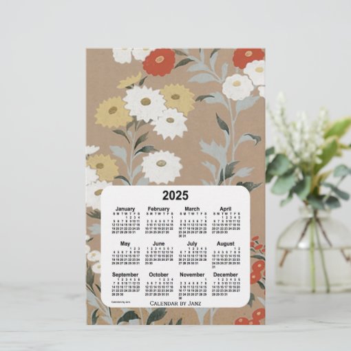 2025 Wall Flower Paper Calendar by Janz Zazzle