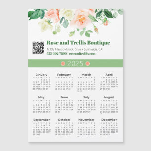 2025 Watercolor Roses Business Calendar Magnet