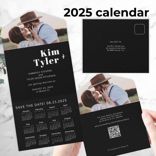 2025 wedding calendar photo unique save date QR All In One Invitation