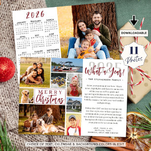 2025 What A Year Photo Collage 2026 Calendar Holiday Card