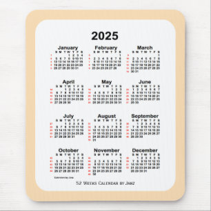 2025 Wheat 52 Week Calendar by Janz Mouse Pad