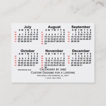 2025 White 52 Week Calendar by Janz Business Cards | Zazzle