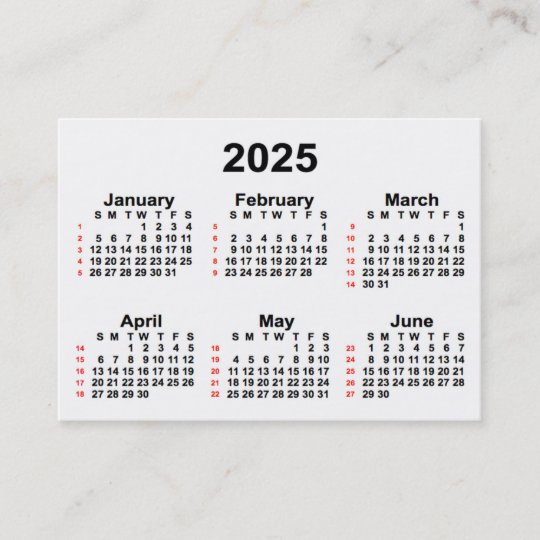 2025 White 52 Week Calendar by Janz Business Cards