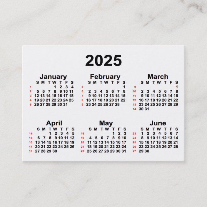 2025 White 52 Week Calendar by Janz Business Cards