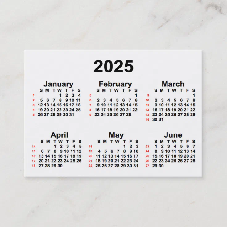2025 White 52 Week Calendar by Janz Business Cards Zazzle