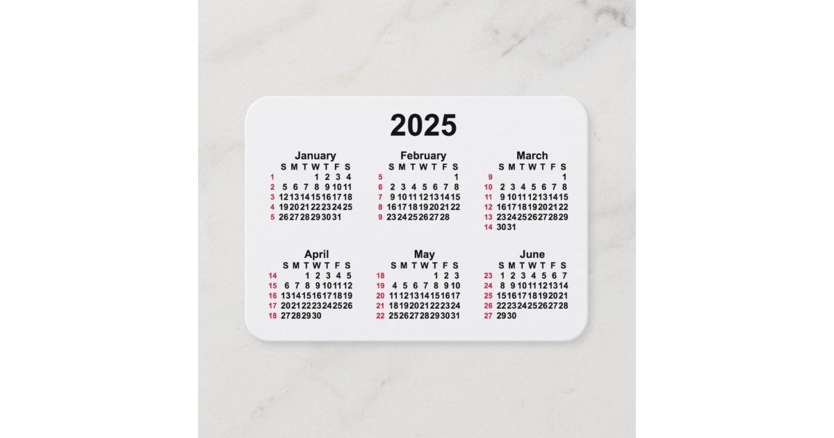 2025 White 52 Week ISO Calendar by Janz Business Card Zazzle