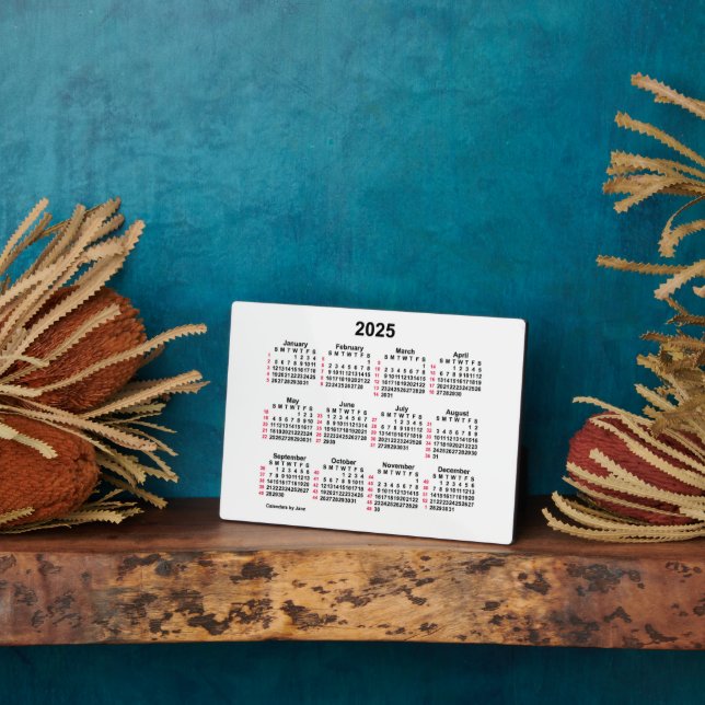 2025 White 52 Week ISO Desk Calendar by Janz 5x7 Plaque (Side)