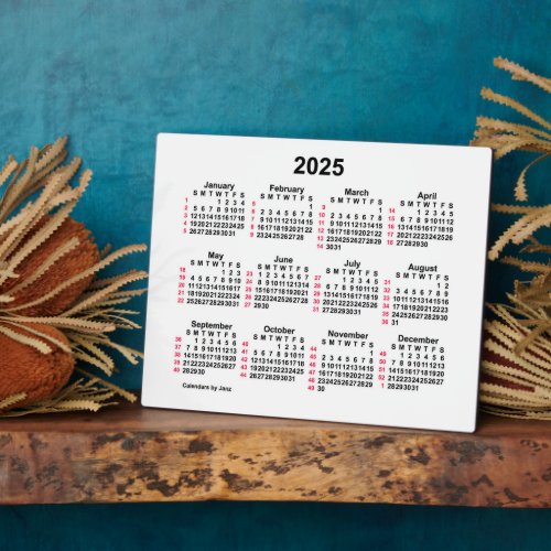 2025 White 52 Week ISO Desk Calendar by Janz 8x10 Plaque