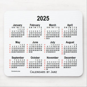 2025 White 52 Weeks Calendar by Janz Mouse Pad