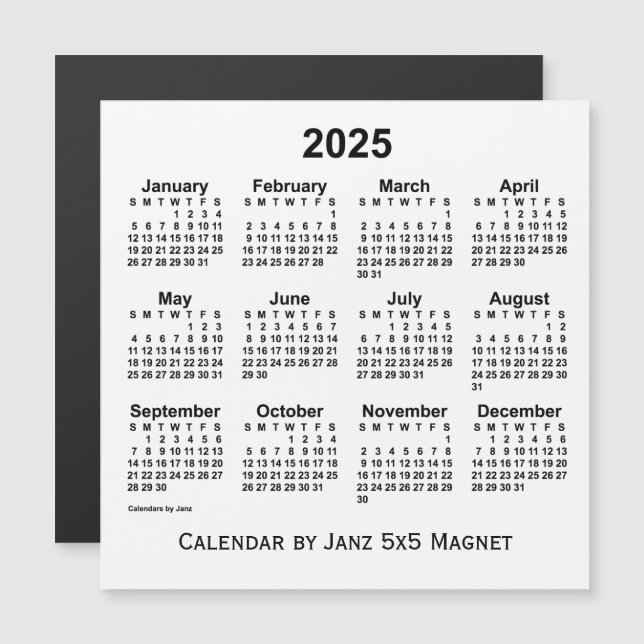 2025 White Calendar by Janz 5x5 Magnet (Front/Back)