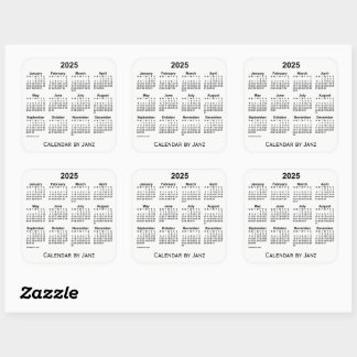 2025 White Calendar by Janz Square Sticker
