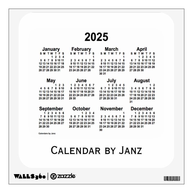 2025 White Calendar by Janz Wall Decal (Front)