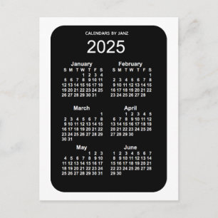 2025 White Neon 6 Month Mini Calendar by Janz Postcard