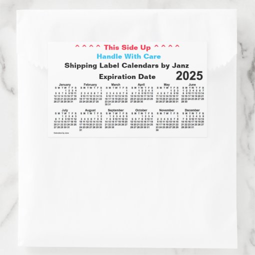 2025 White Shipping Calendar by Janz Rectangular Sticker Zazzle