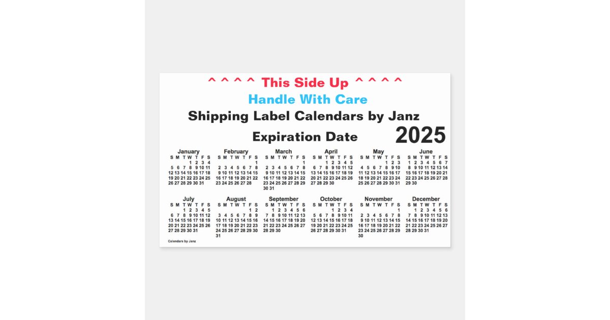 2025 White Shipping Calendar by Janz Rectangular Sticker Zazzle