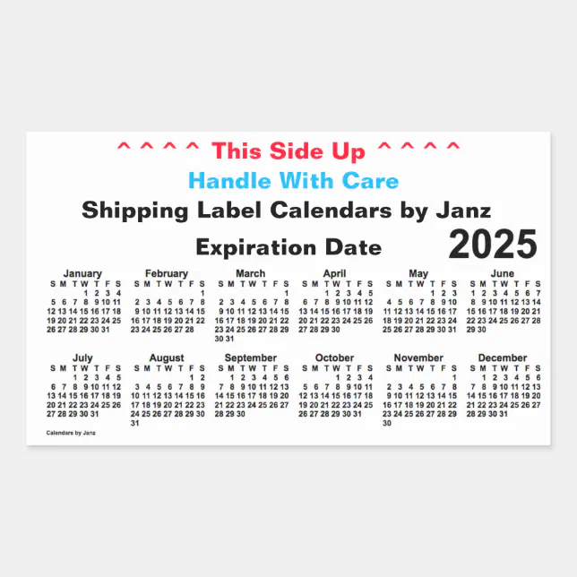 2025 White Shipping Calendar by Janz Rectangular Sticker Zazzle