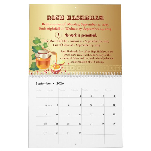 2025 with Jewish Holiday - From Purim To Hanukkah Calendar (Sep 2026)