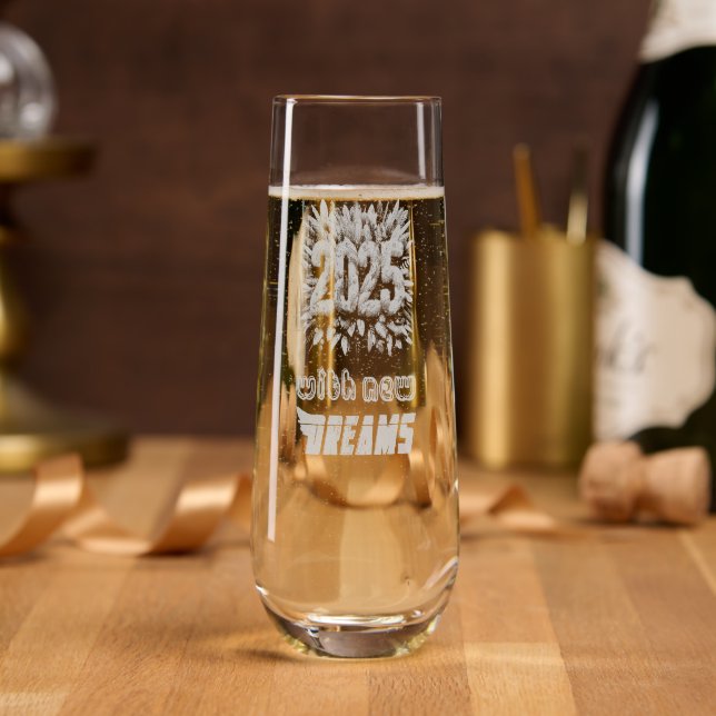 2025 With New Dreams Stemless Champagne Flute (Party)