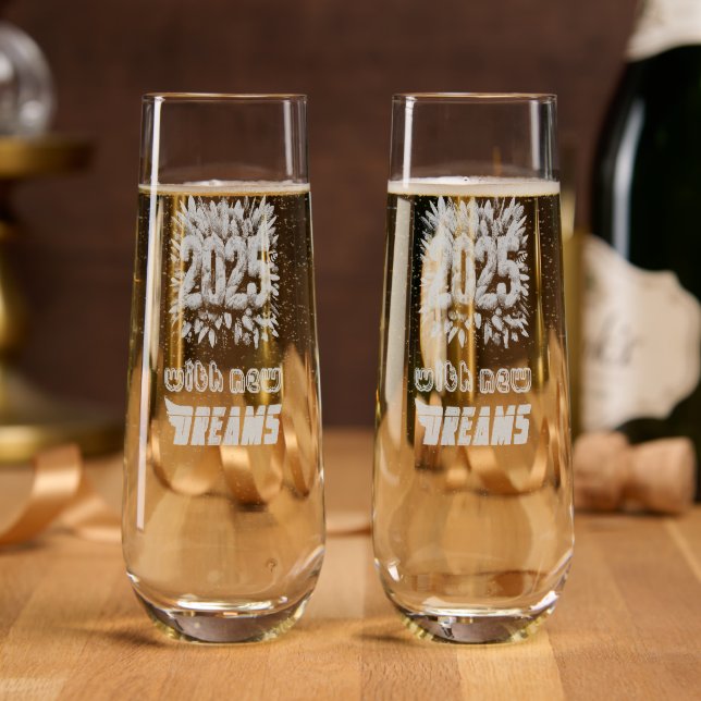 2025 With New Dreams Stemless Champagne Flute (Party)