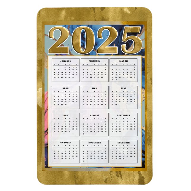 2025 Year At A Glance Calendar New Year Magnet (Vertical)