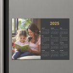 2025 Year Black & Gold Magnetic Photo Calendar<br><div class="desc">Stay organized in style with this elegant 2025 full-year magnetic calendar. Featuring a sleek gold design and space for a personal photo, this calendar is perfect for home, office, or gifting. The strong magnetic backing ensures it stays securely on your fridge or any metal surface for easy access throughout the...</div>
