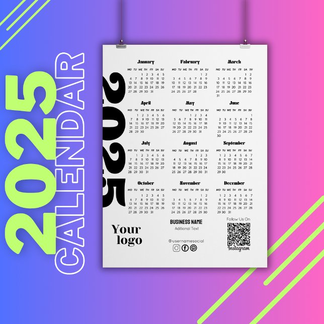 2025 Year Calendar Black And White Corporate (2025 Year Calendar Black And White Corporate, corporate calendar, 2025 full year calendar)