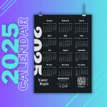 2025 Year Calendar Black And White Corporate<br><div class="desc">Introducing our promotional yearly calendar, a sleek corporate calendar in classic black and white. Ideal for small business marketing, this customizable calendar can feature your logo and social media icons. What sets it apart is its integrated QR code functionality, allowing clients to schedule appointments, place orders, or easily connect with...</div>