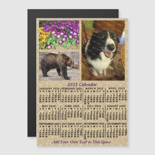 2025 Year Calendar Coffee Beans 3 Custom Photos Magnetic Invitation