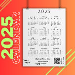 2025 Year Calendar Script Typography White Invitation<br><div class="desc">Introducing our promotional yearly calendar, a sophisticated corporate calendar featuring classic black and white design. Perfect for small business marketing, this customizable calendar can showcase your logo and social media icons. What sets it apart is its integrated QR code functionality, enabling clients to schedule appointments, place orders, or effortlessly connect...</div>