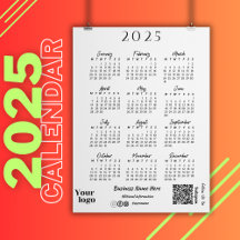 2025 Year Calendar Script Typography White