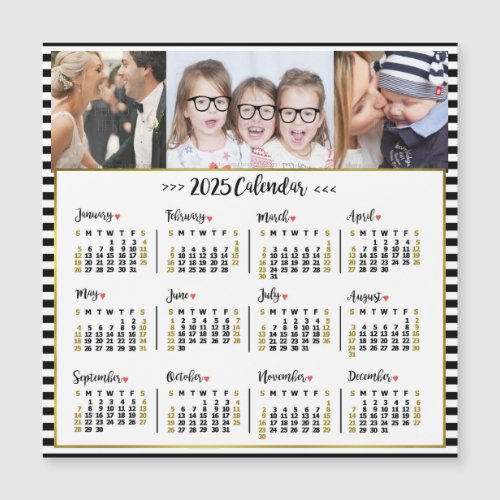 2025 Year Calendar Stripes  Custom Photos Magnet