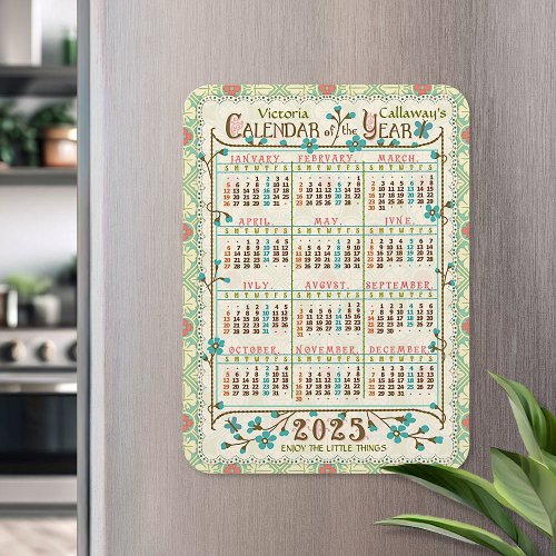 2025 Year Calendar Victorian Art Nouveau  Custom Magnet