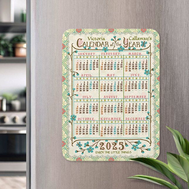 2025 Year Calendar Victorian Art Nouveau | Custom Magnet (Creator Uploaded)