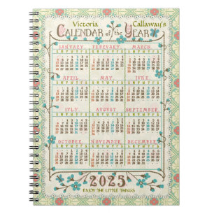 2025 Year Calendar Victorian Art Nouveau Custom Notebook