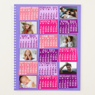 2025 Year Monthly Calendar 12 Photo Collage Pink Planner