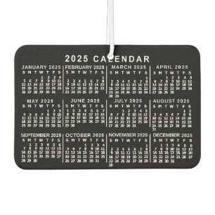 2025 Year Monthly Calendar Classic Black and White Air Freshener